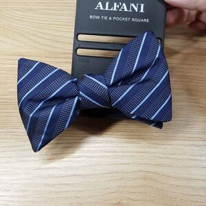ALFANI Mens Bow Tie Blue Stripe Adjustable